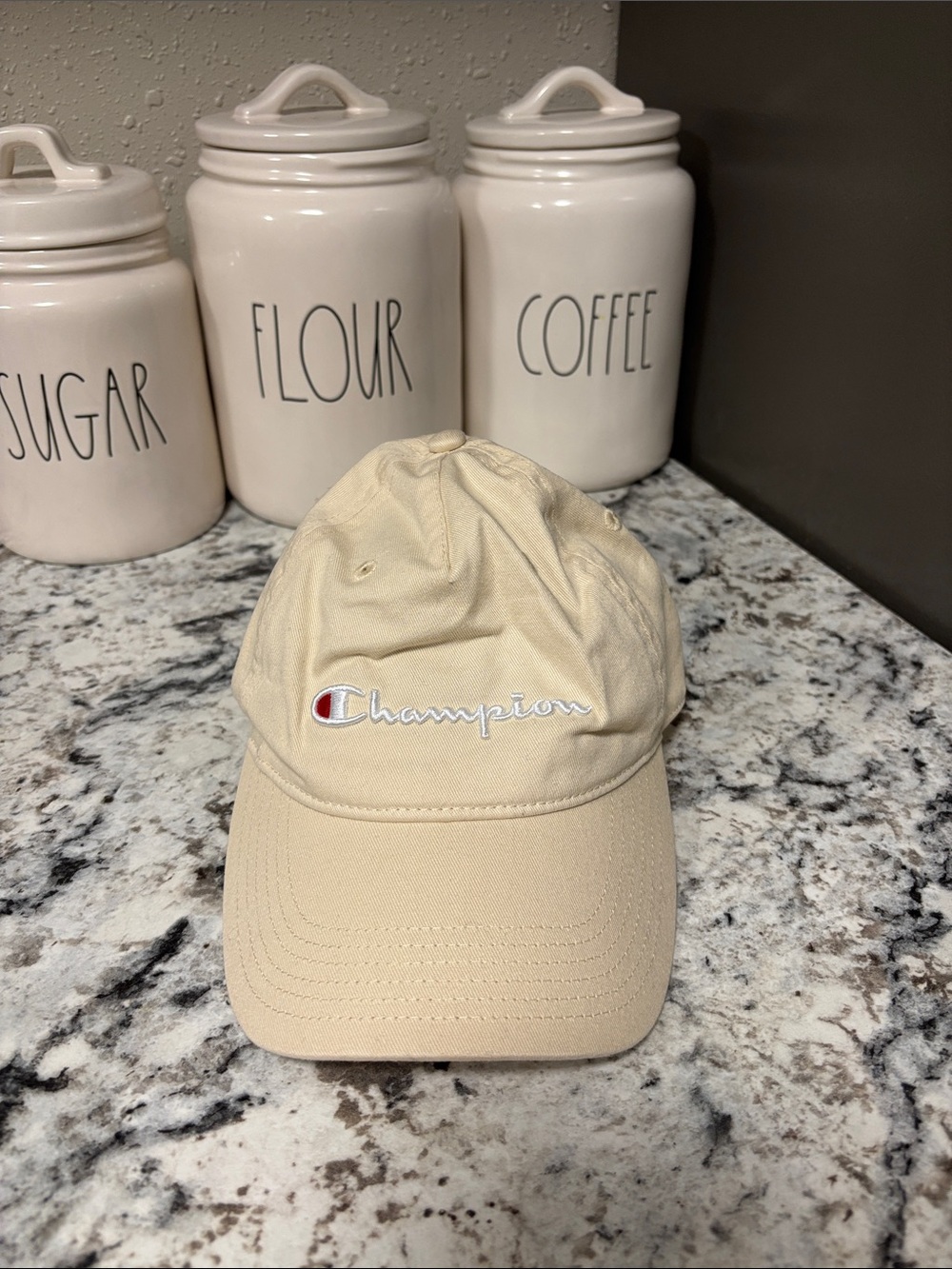 Champion Womens Tan Baseball Hat with Embroidered Logo